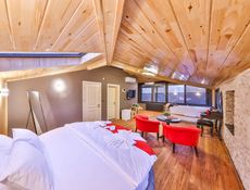 Aphrodite-Zimmer mit Flussblick, Terrasse, Türkischem Bad, Sauna, Whirlpool und Kamin