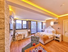 Asteria-Zimmer mit Blick auf den Fluss, Balkon, Sauna, Hydromassage-Whirlpool und Kamin